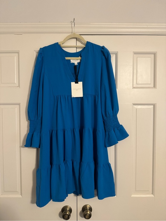 Pomander Place Dresses & Skirts - Pomander Place Bright Blue Long Sleeve Tiered Dress